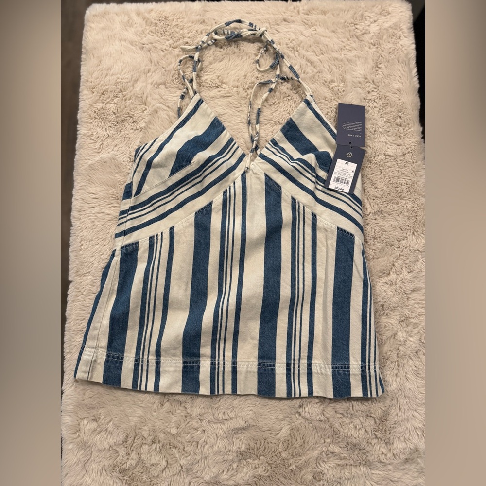 Striped Blue and White denim top - Picture 6 of 9